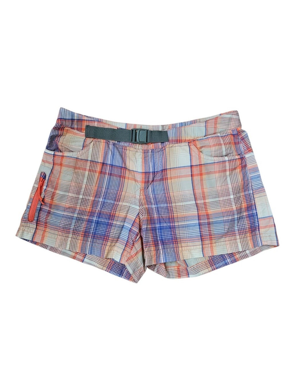 COLUMBIA Vibrant Plaid Belted Hiking Shorts | SZ 8